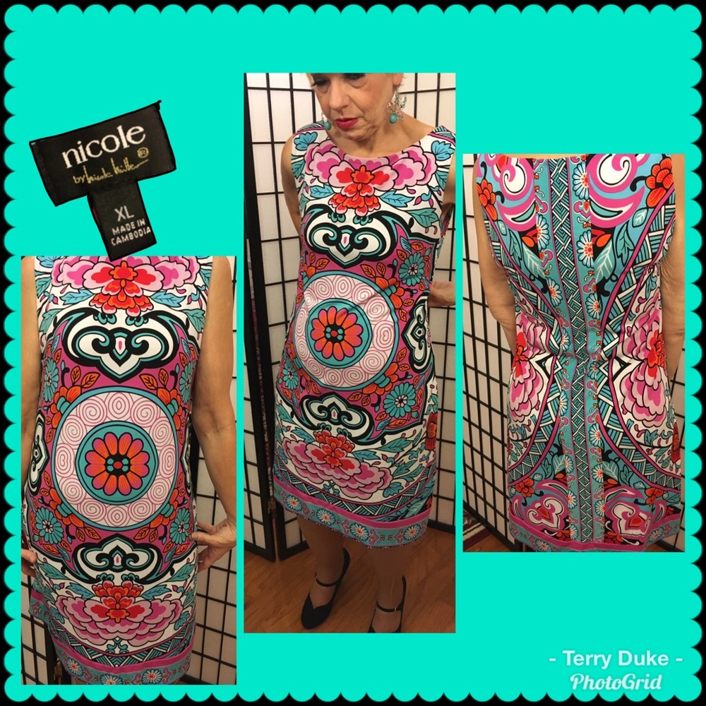 🎁XL Nicole Miller bright boho dress